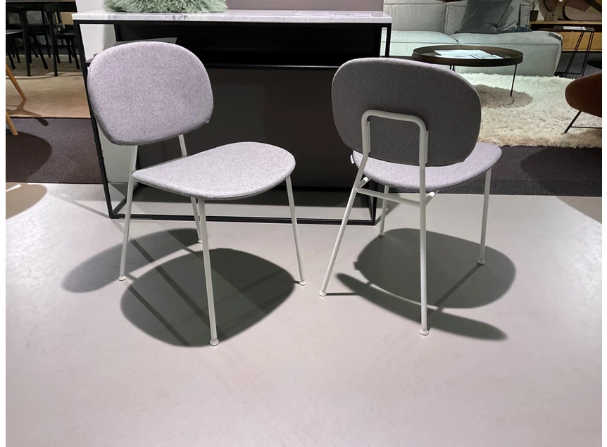 Gedraaid Stoel Tondina frame wit bekleding stof lichtgrijs Infiniti