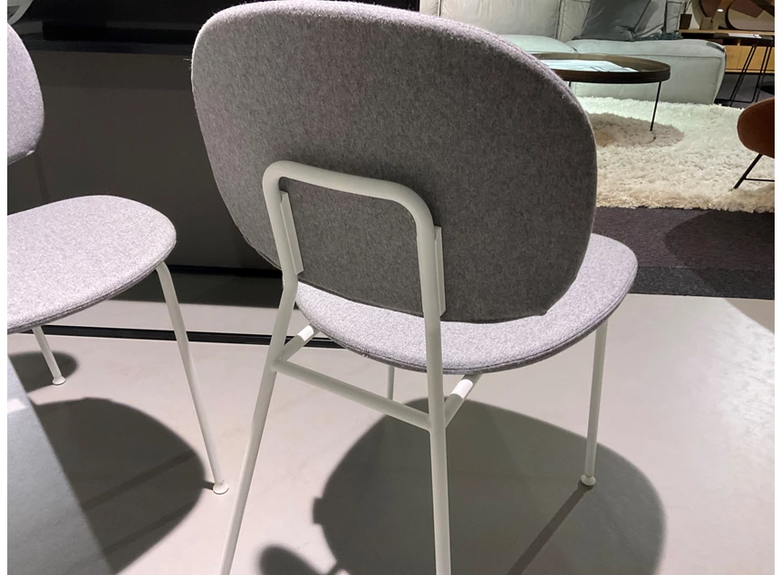 Achterkant Stoel Tondina frame wit bekleding stof lichtgrijs Infiniti