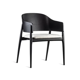 Armstoel Lofty Wood beuk zwart stof wit Estetica Home