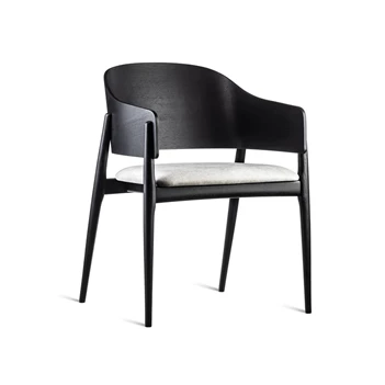 Armstoel Lofty Wood beuk zwart stof wit Estetica Home