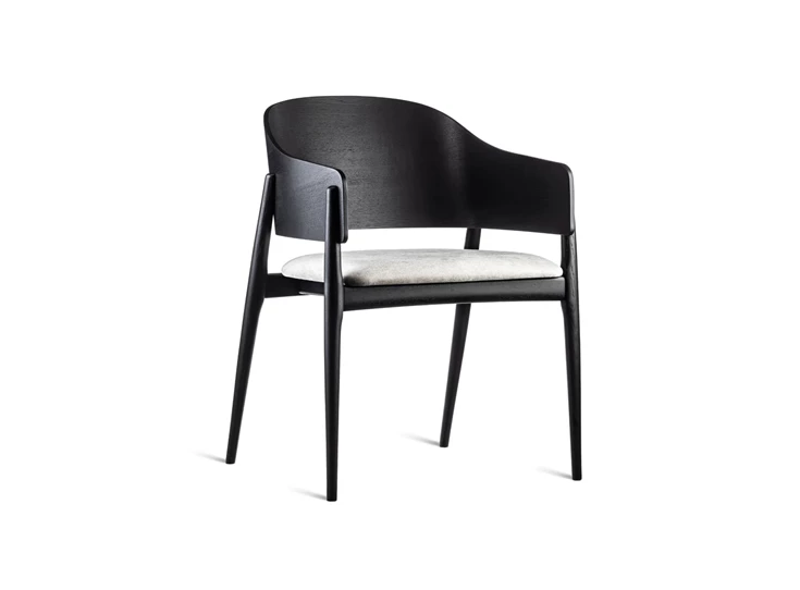 Armstoel Lofty Wood beuk zwart stof wit Estetica Home