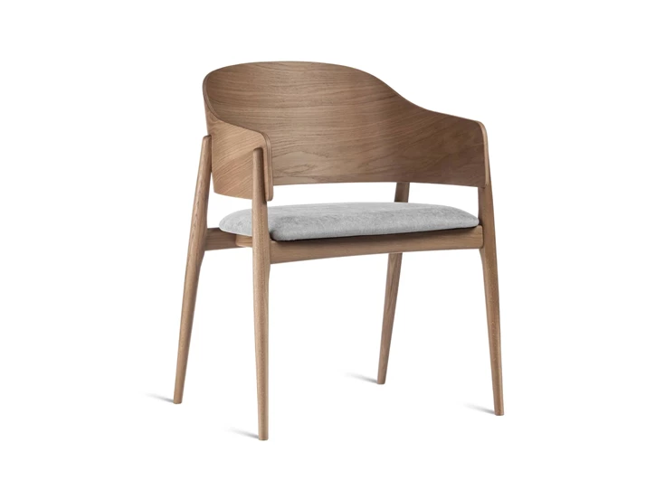 Armstoel Lofty Wood eik naturel stof grijs Estetica Home