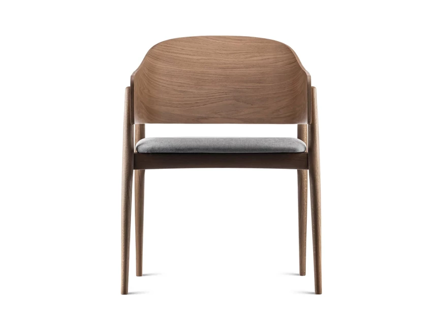 Front Armstoel Lofty Wood eik naturel stof grijs Estetica Home