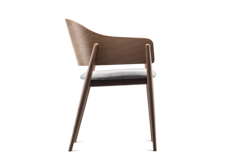 Zijkant Armstoel Lofty Wood eik naturel stof grijs Estetica Home