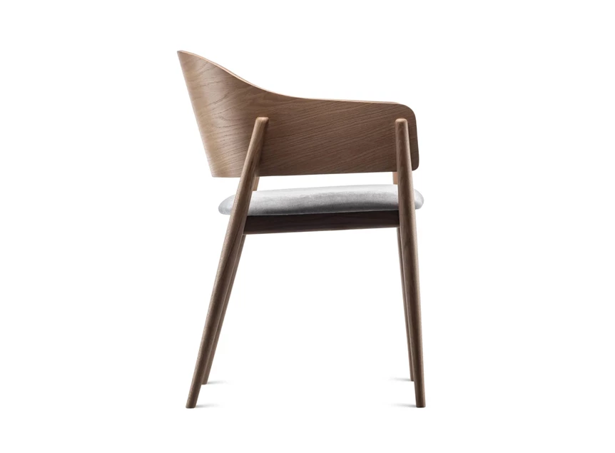 Zijkant Armstoel Lofty Wood eik naturel stof grijs Estetica Home