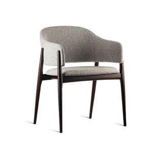 Armstoel Lofty eik donkerbruin stof beige Estetica Home