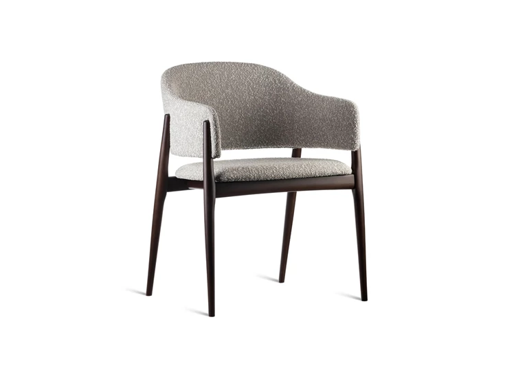 Armstoel Lofty eik donkerbruin stof beige Estetica Home