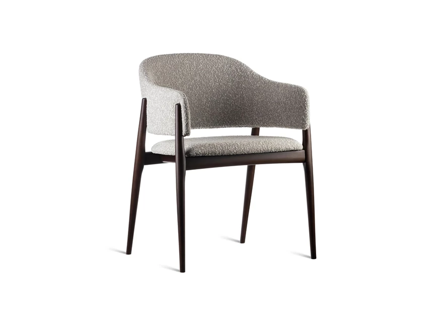 Armstoel Lofty eik donkerbruin stof beige Estetica Home