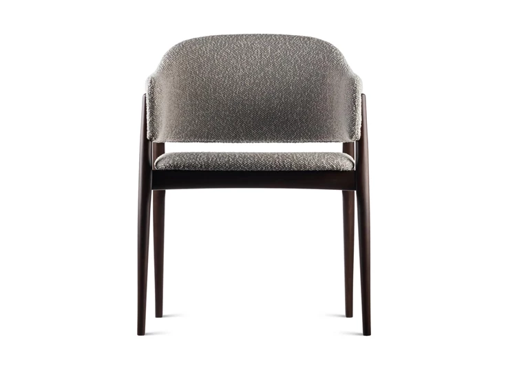 Front Armstoel Lofty eik donkerbruin stof beige Estetica Home