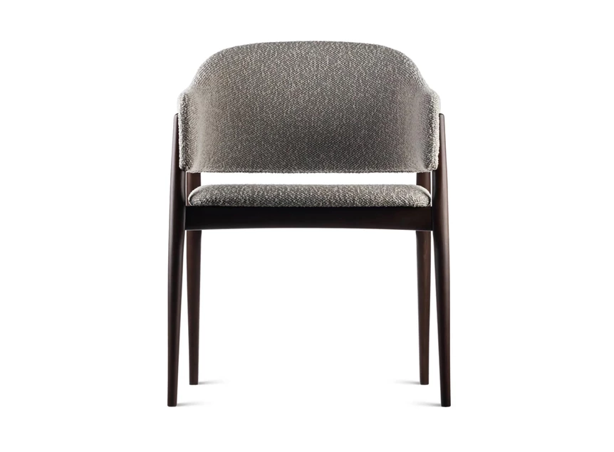 Front Armstoel Lofty eik donkerbruin stof beige Estetica Home