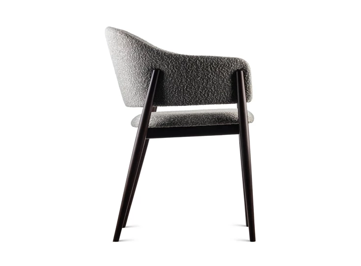 Zijkant Armstoel Lofty eik donkerbruin stof beige Estetica Home