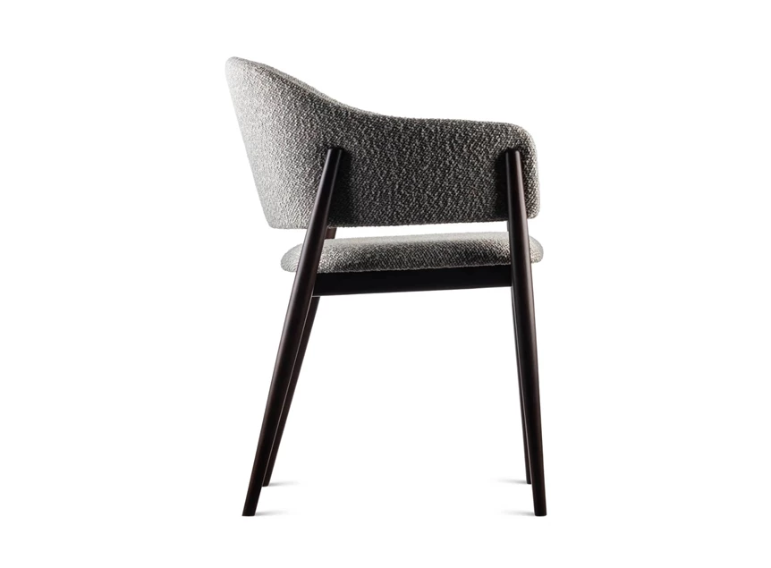 Zijkant Armstoel Lofty eik donkerbruin stof beige Estetica Home