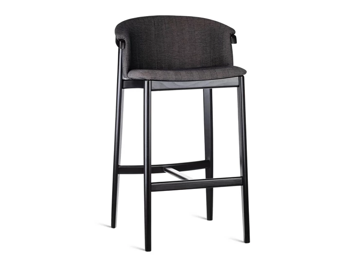 Barstoel Merano Hoker beuk zwart stof antraciet Estetica Home