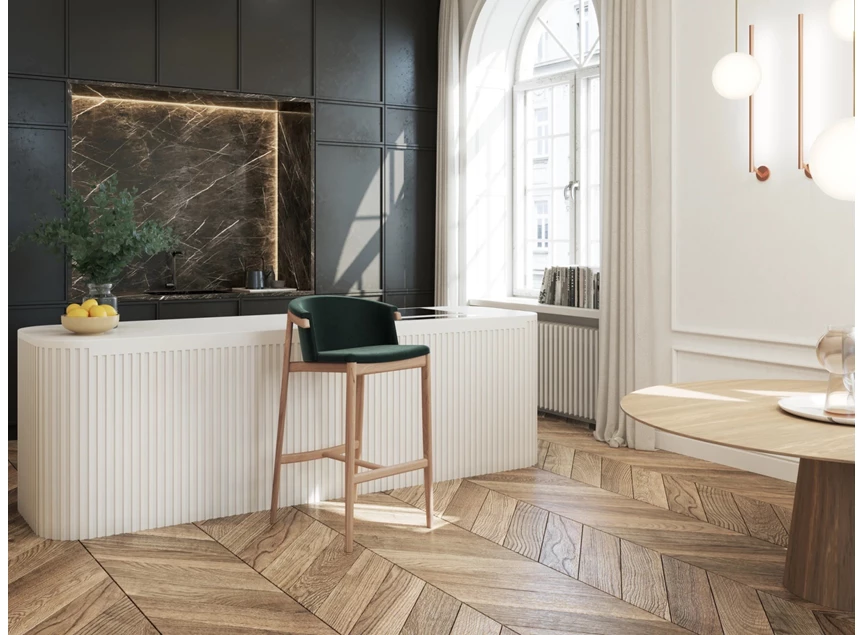 Barstoel Merano Hoker eik naturel stof fluweel groen Estetica Home