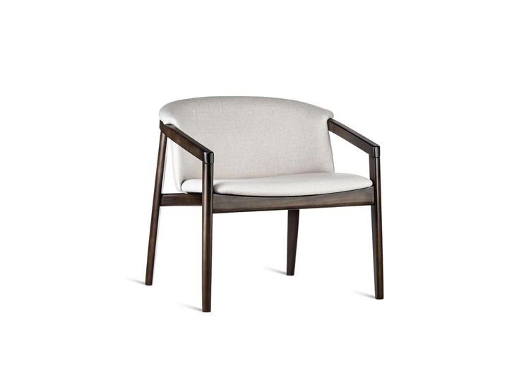 Lounge Chair Merano bijzetzetel eik donkerbruin stof beige Estetica Home