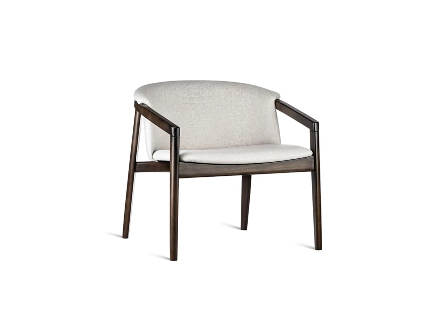 Lounge Chair Merano bijzetzetel eik donkerbruin stof beige Estetica Home