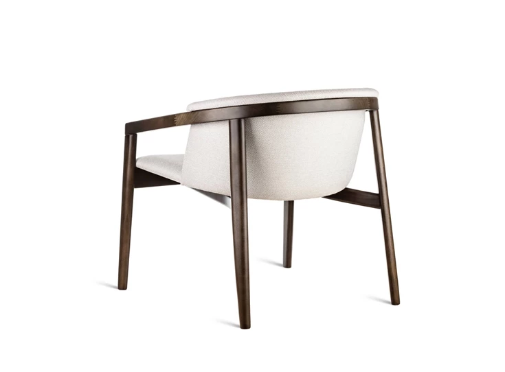 Zijde Lounge Chair Merano bijzetzetel eik donkerbruin stof beige Estetica Home