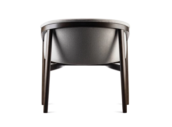 Achterkant Lounge Chair Merano bijzetzetel eik donkerbruin stof beige Estetica Home