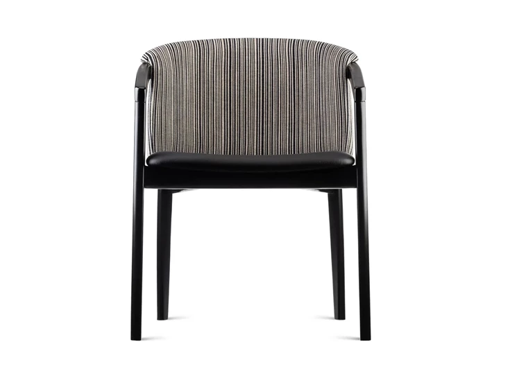 Front Armstoel Merano beuk zwart combi stof en leder Estectica Home