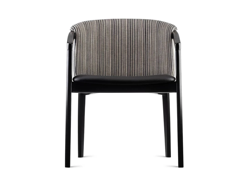 Front Armstoel Merano beuk zwart combi stof en leder Estectica Home