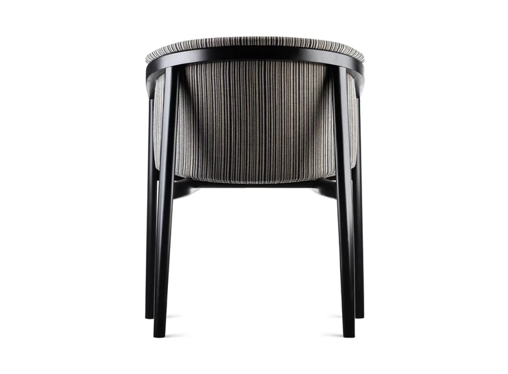 Achterkant Armstoel Merano beuk zwart combi stof en leder Estectica Home