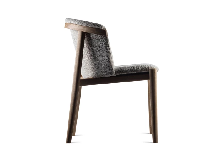 Zijkant Stoel Merano eik naturel stof beige Estetica Home