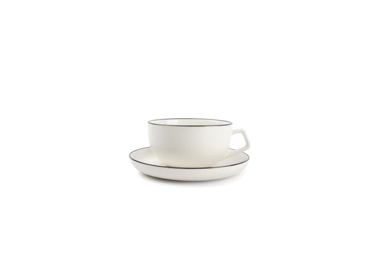850015 studio base s&p wit servies zwart randje new china bone salt and pepper kop schotel 22cl