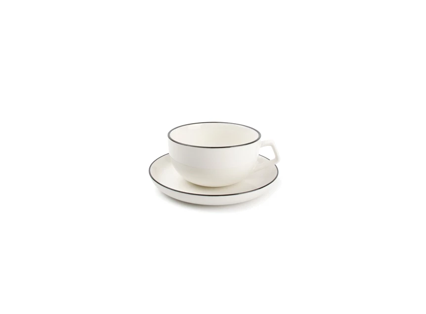 850015 studio base salt and pepper kop schotel zwart randje new china bone 22cl s&p wit servies