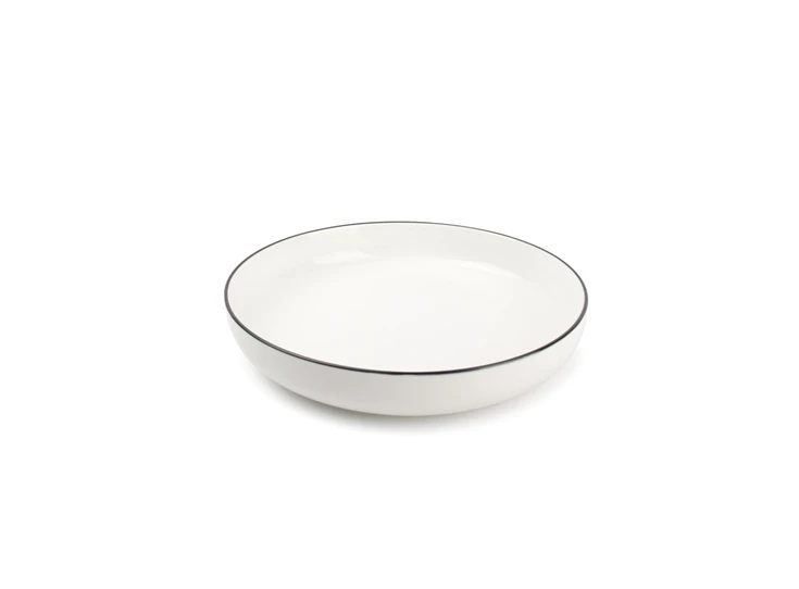 850015 new china bone studio base s&p wit servies zwart randje salt and pepper bord Ø21,5