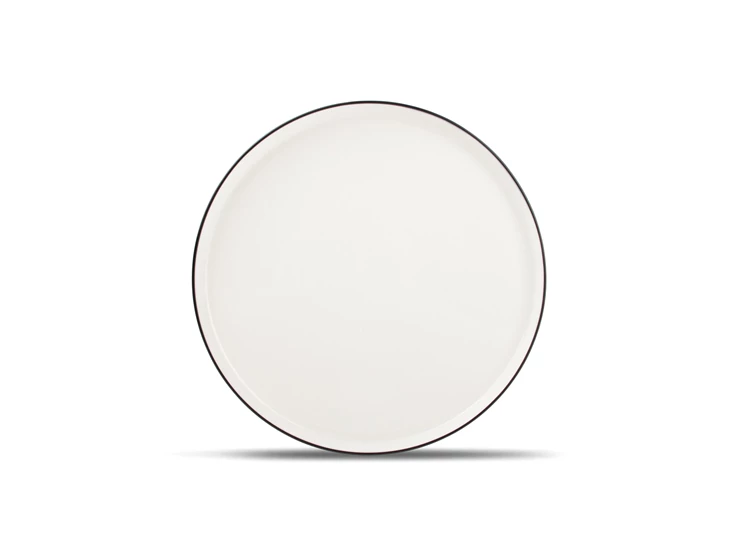 850001 studio base salt and pepper Ø27 new china bone s&p wit servies zwart randje plat bord