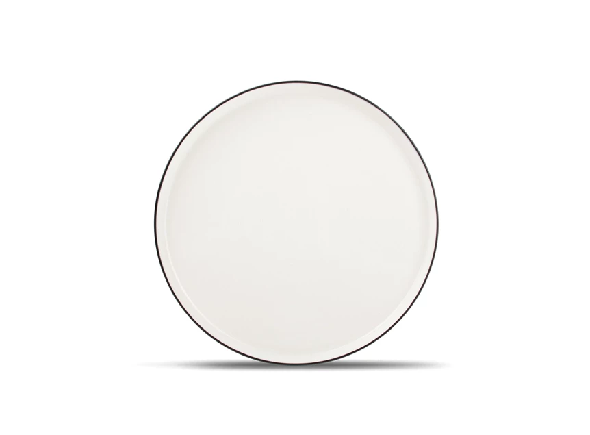 850001 studio base salt and pepper Ø27 new china bone s&p wit servies zwart randje plat bord