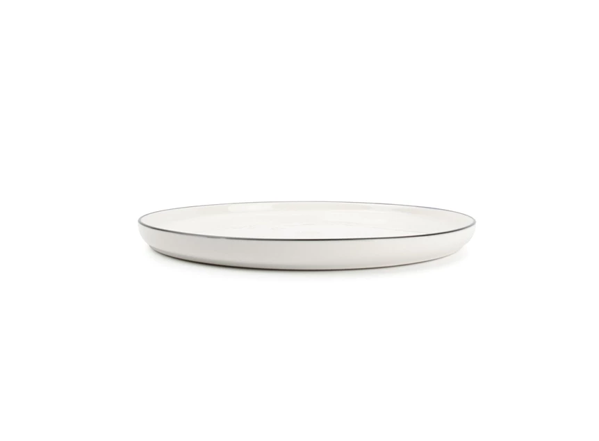 850001 Ø27 new china bone plat bord studio base salt and pepper s&p wit servies zwart randje