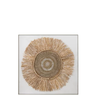 Ibiza wanddeco cirkel- canvas/verf- creme/wit-(100x4.5x100cm)