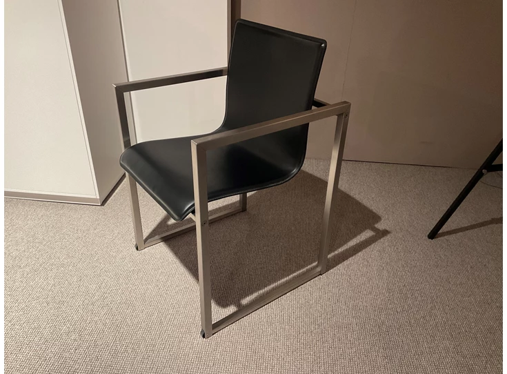 Armstoel Robloc Inox leder zwart Joli