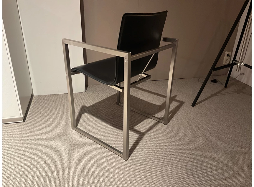 Achterkant Armstoel Robloc Inox leder zwart Joli