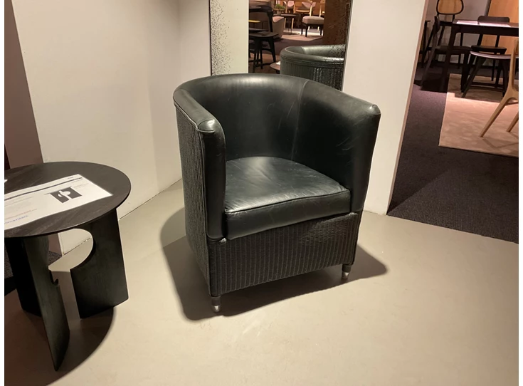 Bijzetzetel Tokyo Deluxe leder en loom zwart Vincent Sheppard