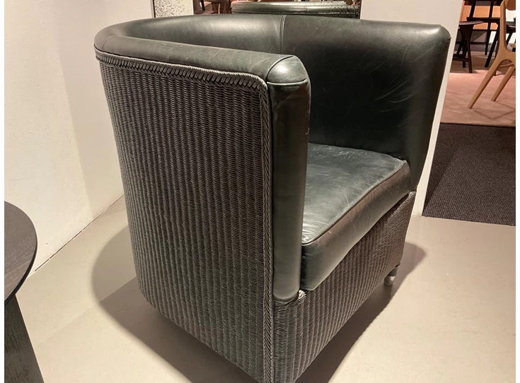 Detail Bijzetzetel Tokyo Deluxe leder en loom zwart Vincent Sheppard