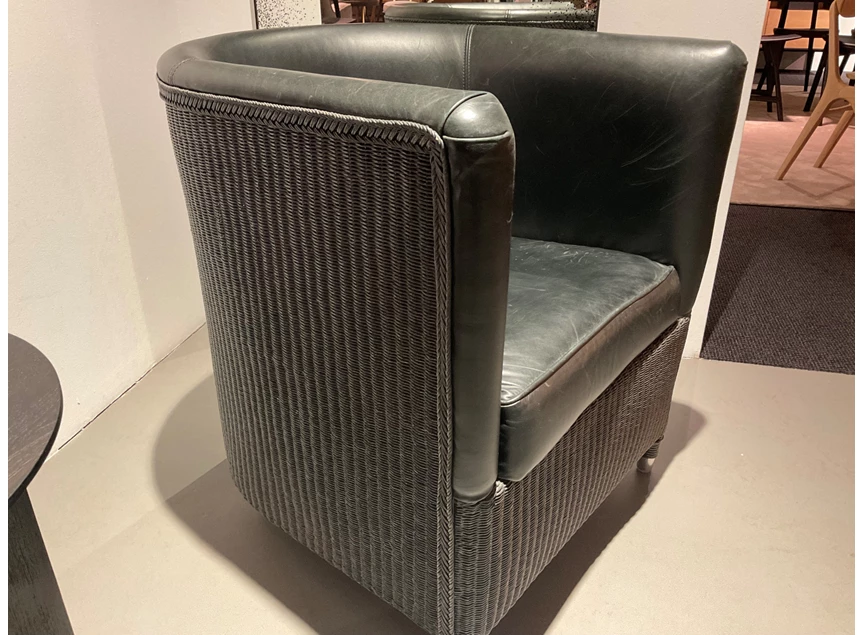 Detail Bijzetzetel Tokyo Deluxe leder en loom zwart Vincent Sheppard