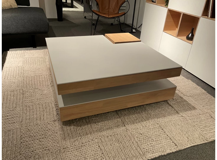 Front Salontafel Split keramiek light grey romp natural oak Karat