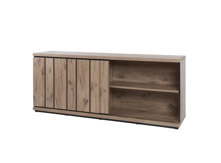 Dressoir Stefan 230cm in Canyon Oak rechterdeur open legplank schuifdeur