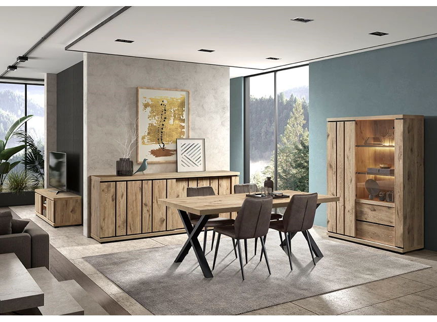 Dressoir Stefan 230cm in Canyon Oak sfeerbeeld eetkamer