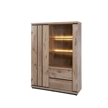 Glaskast Stefan 130cm in Canyon Oak met verlichting