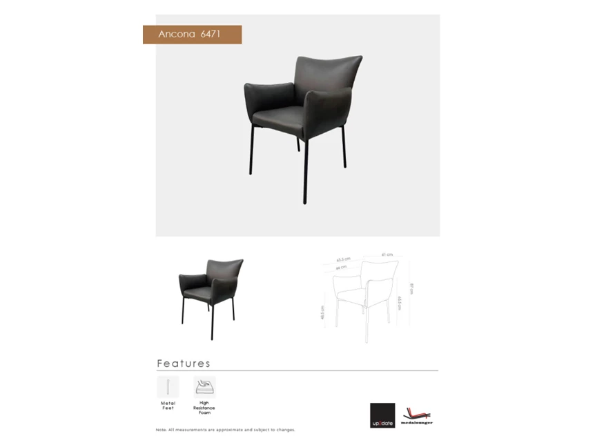 M1002615 Armstoel ancona 6471-DC-B400 Antracite cat. B leather -technische fiche