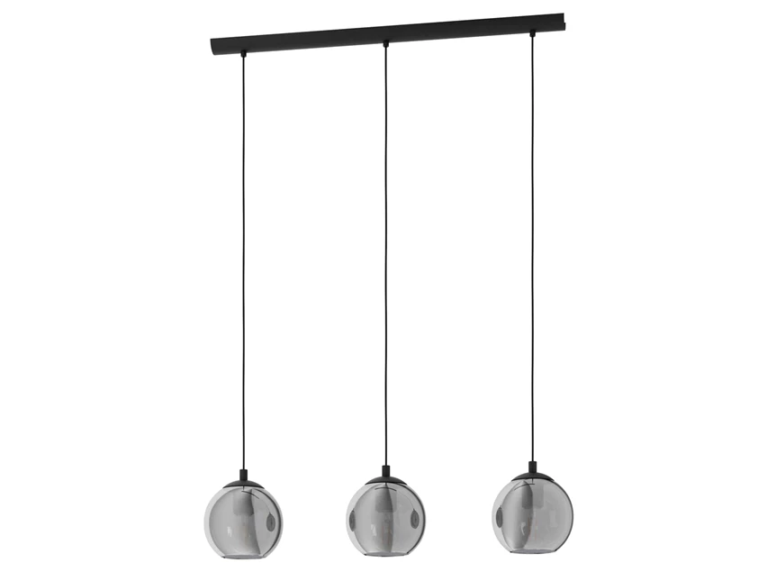 98652 ariscani hanglamp 3 lichtbronnen gerookt glas zwart transparant staal e27 40w eglo
