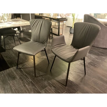 Stoelen Dexter leder antraciet metalen poot Draenert