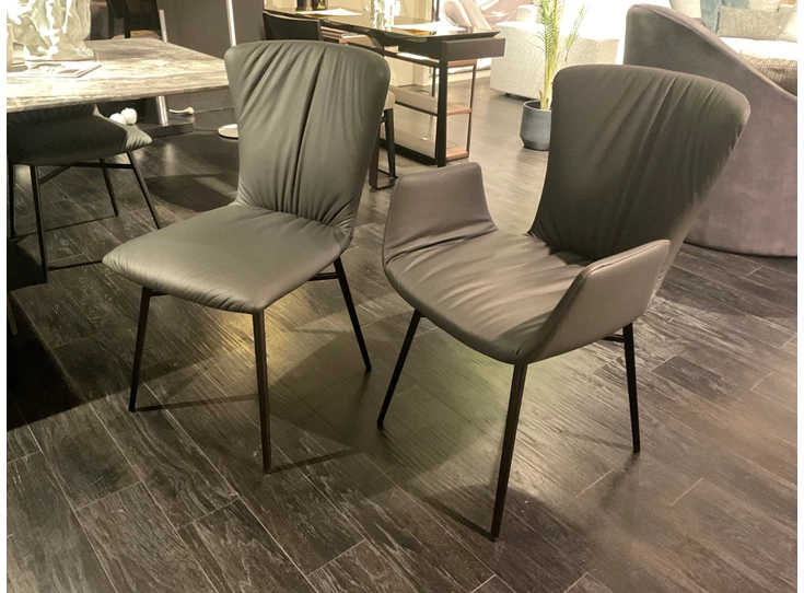 Stoelen Dexter leder antraciet metalen poot Draenert