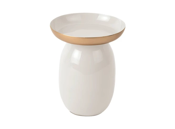Mila pillar candle holder- large- wit