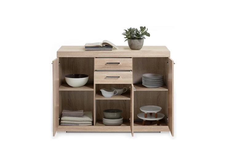 4020-303 XL Bristol 3 XL commode 3 deuren 2 laden eik productfoto recht deuren open