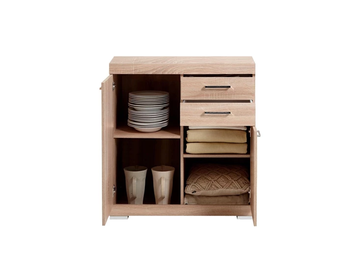 4020-002 Bristol 2 commode 2 deuren 2 laden eik productfoto recht deuren open