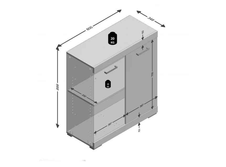 4020-001 Bristol 1 commode 2 deuren eik afmetingen